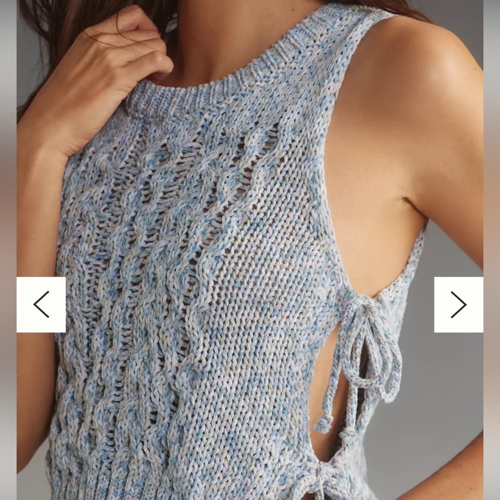 Pilcro for Anthropologie Blue Knit Side-Tie Sweater Tank, NWT, Medium - Picture 4 of 6